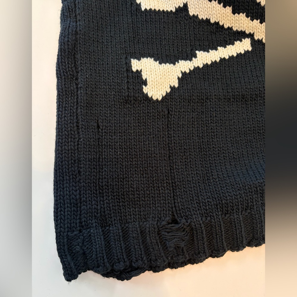Mastermind World Black Distressed Knit Cotton Skull Sweater Size Large - Picture 11 of 16